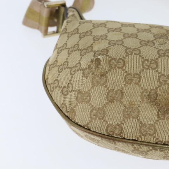 GUCCI GG Canvas Sherry Line Shoulder Bag Beige Gold 181092 Auth 150514