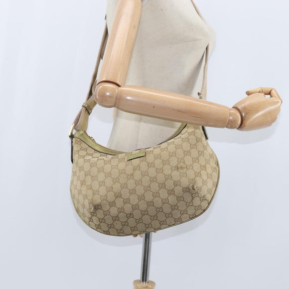 GUCCI GG Canvas Sherry Line Shoulder Bag Beige Gold 181092 Auth 150514