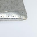 GUCCI GG Canvas Sherry Line Shoulder Bag Gray Silver 145857 Auth 150515-15