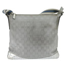 GUCCI GG Canvas Sherry Line Shoulder Bag Gray Silver 145857 Auth 150515-2