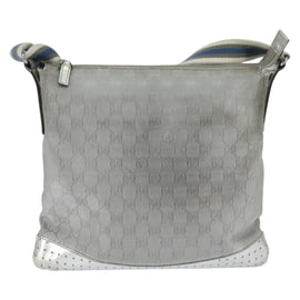 GUCCI GG Canvas Sherry Line Shoulder Bag Gray Silver 145857 Auth 150515 - 0