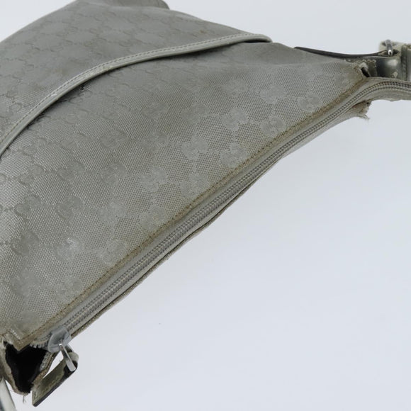 GUCCI GG Canvas Sherry Line Shoulder Bag Gray Silver 145857 Auth 150515