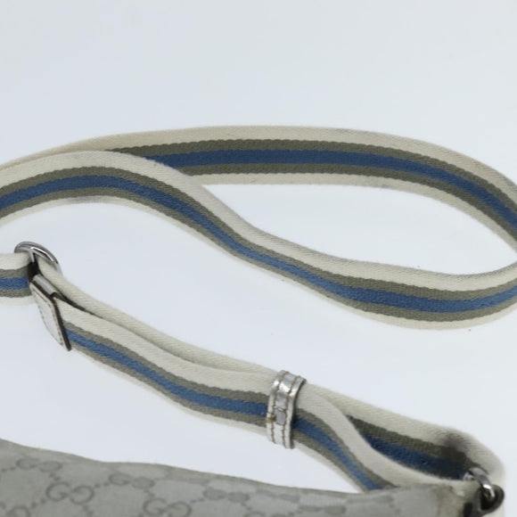 GUCCI GG Canvas Sherry Line Shoulder Bag Gray Silver 145857 Auth 150515