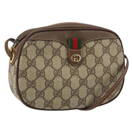 GUCCI GG Supreme Web Sherry Line Shoulder Bag PVC Beige Red Green Auth 150518