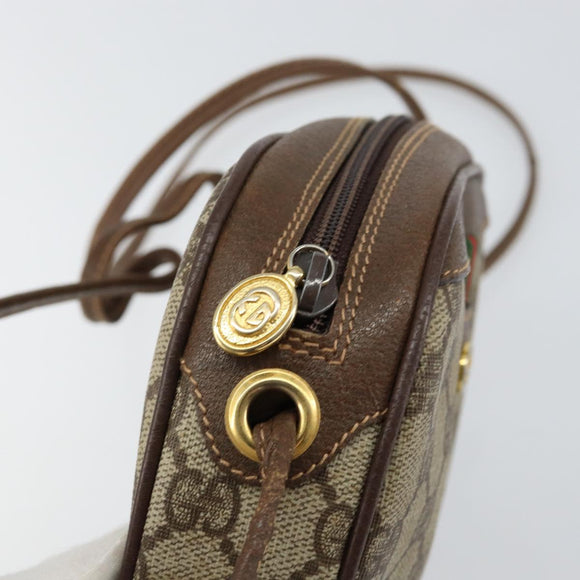 GUCCI GG Supreme Web Sherry Line Shoulder Bag PVC Beige Red Green Auth 150518