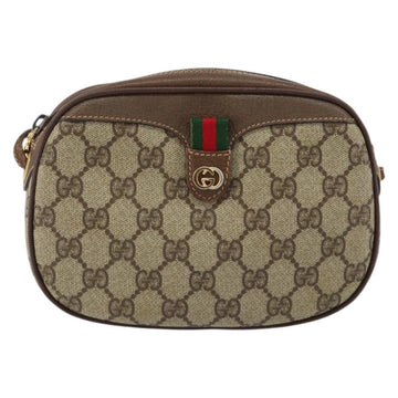 GUCCI GG Supreme Web Sherry Line Shoulder Bag PVC Beige Red Green Auth 150518 - 0