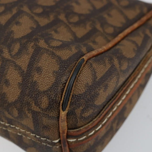 Christian Dior Trotter Canvas Romantic Chain Bag PVC Brown Silver Auth 150521