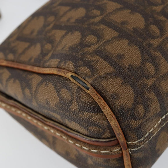 Christian Dior Trotter Canvas Romantic Chain Bag PVC Brown Silver Auth 150521