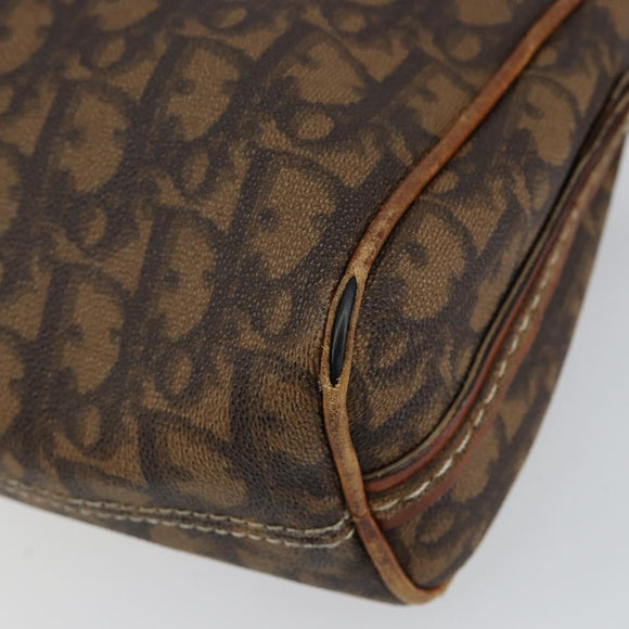 Christian Dior Trotter Canvas Romantic Chain Bag PVC Brown Silver Auth 150521