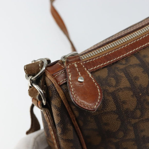 Christian Dior Trotter Canvas Romantic Chain Bag PVC Brown Silver Auth 150521
