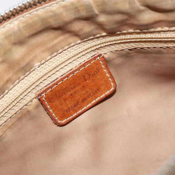 Christian Dior Trotter Canvas Romantic Chain Bag PVC Brown Silver Auth 150521