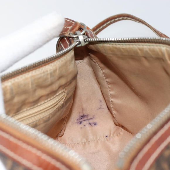 Christian Dior Trotter Canvas Romantic Chain Bag PVC Brown Silver Auth 150521