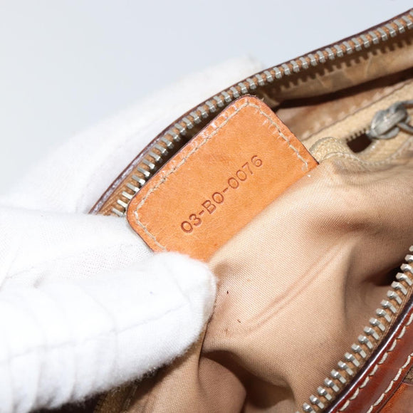 Christian Dior Trotter Canvas Romantic Chain Bag PVC Brown Silver Auth 150521