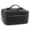 CHANEL Vanity Hand Bag Caviar Skin Black Gold CC Auth 150535-1