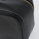 CHANEL Vanity Hand Bag Caviar Skin Black Gold CC Auth 150535-10