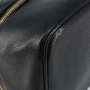 CHANEL Vanity Hand Bag Caviar Skin Black Gold CC Auth 150535-11