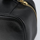 CHANEL Vanity Hand Bag Caviar Skin Black Gold CC Auth 150535-12
