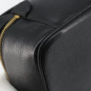 CHANEL Vanity Hand Bag Caviar Skin Black Gold CC Auth 150535-13