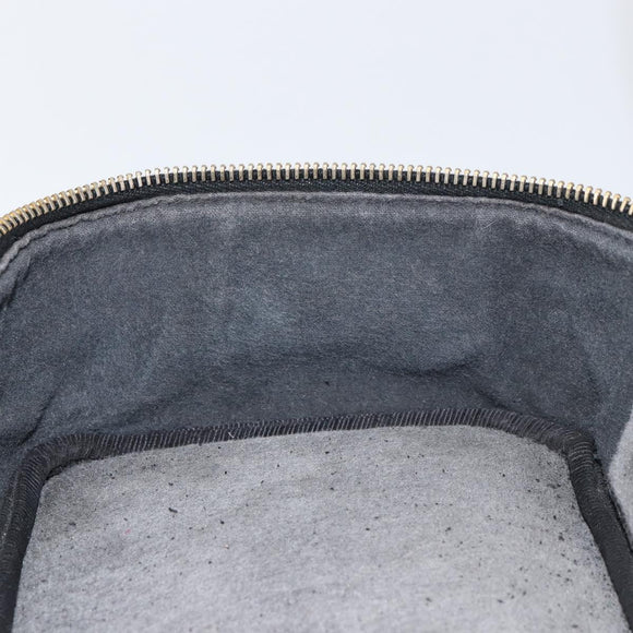 CHANEL Vanity Hand Bag Caviar Skin Black Gold CC Auth 150535