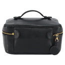 CHANEL Vanity Hand Bag Caviar Skin Black Gold CC Auth 150535-3