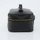 CHANEL Vanity Hand Bag Caviar Skin Black Gold CC Auth 150535-4