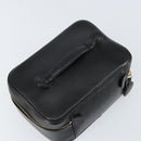 CHANEL Vanity Hand Bag Caviar Skin Black Gold CC Auth 150535-6