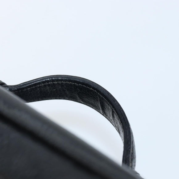 CHANEL Vanity Hand Bag Caviar Skin Black Gold CC Auth 150535