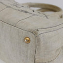 PRADA Canapa PM Hand Bag Canvas Gray Gold Auth 150536-10