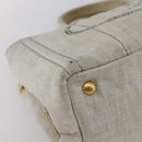PRADA Canapa PM Hand Bag Canvas Gray Gold Auth 150536-11
