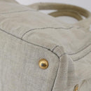 PRADA Canapa PM Hand Bag Canvas Gray Gold Auth 150536-12