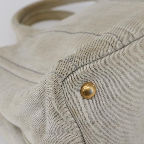 PRADA Canapa PM Hand Bag Canvas Gray Gold Auth 150536