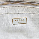 PRADA Canapa PM Hand Bag Canvas Gray Gold Auth 150536-14