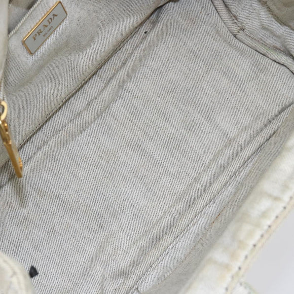 PRADA Canapa PM Hand Bag Canvas Gray Gold Auth 150536