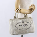 PRADA Canapa PM Hand Bag Canvas Gray Gold Auth 150536-23