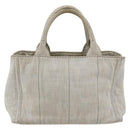 PRADA Canapa PM Hand Bag Canvas Gray Gold Auth 150536-3
