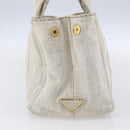PRADA Canapa PM Hand Bag Canvas Gray Gold Auth 150536-4