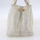 PRADA Canapa PM Hand Bag Canvas Gray Gold Auth 150536-5