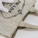 PRADA Canapa PM Hand Bag Canvas Gray Gold Auth 150536-6