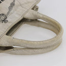 PRADA Canapa PM Hand Bag Canvas Gray Gold Auth 150536-7