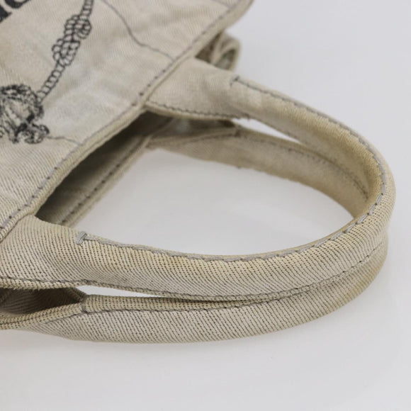 PRADA Canapa PM Hand Bag Canvas Gray Gold Auth 150536
