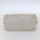 PRADA Canapa PM Hand Bag Canvas Gray Gold Auth 150536-9