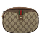GUCCI GG Supreme Web Sherry Line Shoulder Bag PVC Beige Red Auth 150543-13