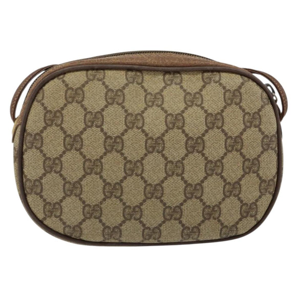 GUCCI GG Supreme Web Sherry Line Shoulder Bag PVC Beige Red Auth 150543