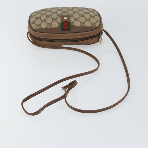 GUCCI GG Supreme Web Sherry Line Shoulder Bag PVC Beige Red Auth 150543