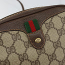 GUCCI GG Supreme Web Sherry Line Bag PVC Beige Red 156 02 066 Auth 150544-14
