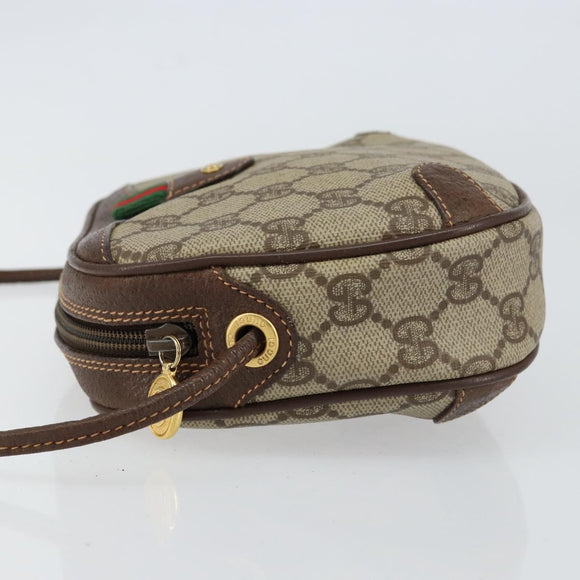 GUCCI GG Supreme Web Sherry Line Bag PVC Beige Red 156 02 066 Auth 150544