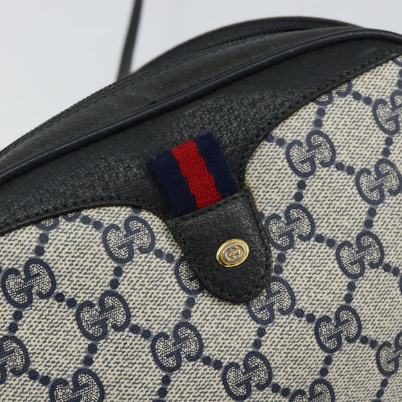 GUCCI GG Supreme Sherry Line Shoulder Bag PVC Navy Red 89 02 066 Auth 150546