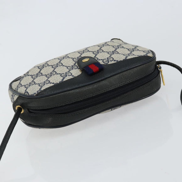 GUCCI GG Supreme Sherry Line Shoulder Bag PVC Navy Red 89 02 066 Auth 150546