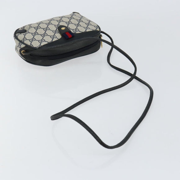 GUCCI GG Supreme Sherry Line Shoulder Bag PVC Navy Red 89 02 066 Auth 150546