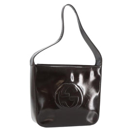 GUCCI Soho Shoulder Bag Patent leather Black Silver 000 1046 0506 Auth 150547